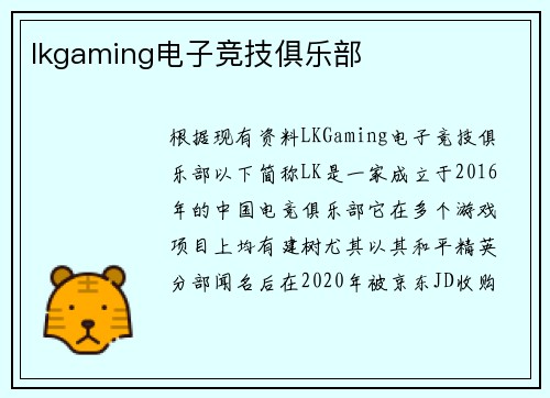 lkgaming电子竞技俱乐部